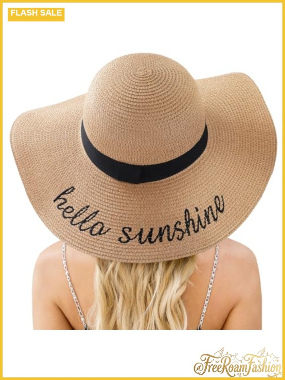 Women's Wide Brim Straw Sun Hat UPF 50+ Packable Foldable Beach Hat